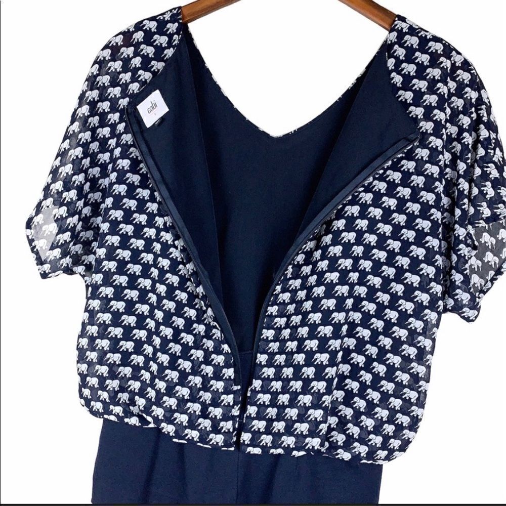 CABI Parade Blouse Navy Elephant Print M - Picture 4 of 7